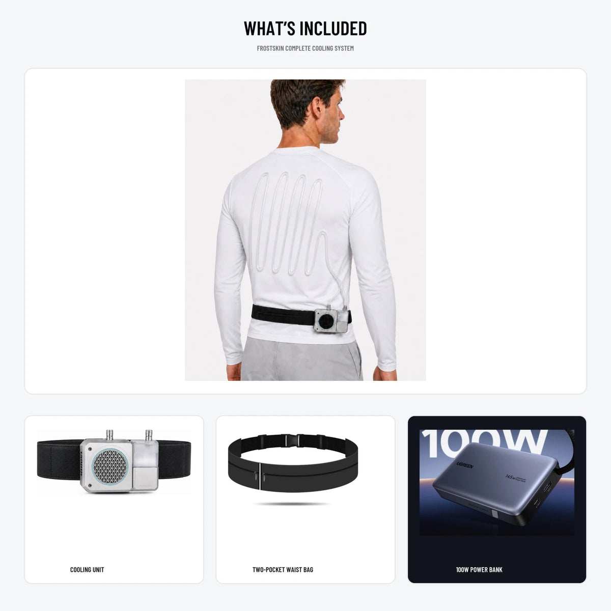 Everything included with the FROSTSKIN long-sleeve cooling system